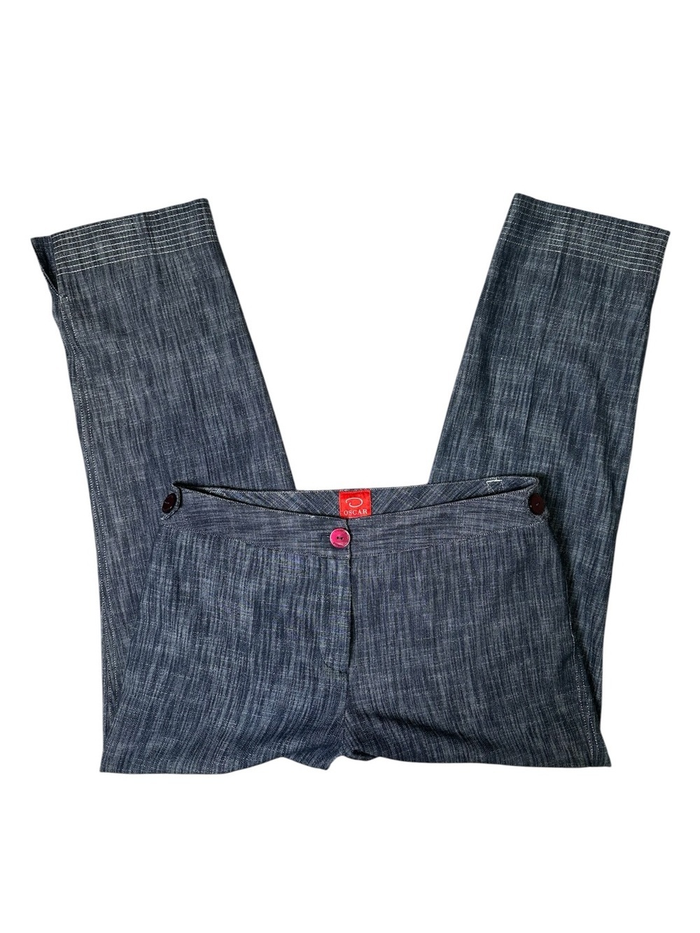 Vintage Oscar by Oscar De La Renta Women’s 12 Dark Chambray Denim Trouser Pant - Picture 5 of 14